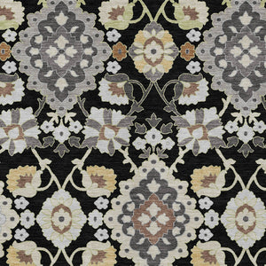 Homeroots 3' Stylish Black Gray Brown Oriental Washable Area Rug For Indoor Outdoor Comfort And Durability 5' X 8' Polyester 597663