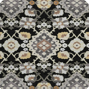 Homeroots 3' Stylish Black Gray Brown Oriental Washable Area Rug For Indoor Outdoor Comfort And Durability 8' Round Polyester 597664