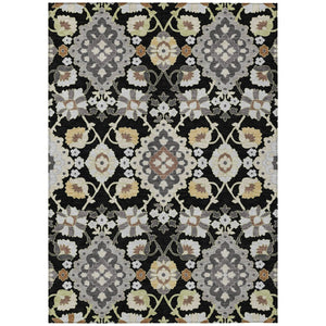 HomeRoots 5' Stylish Black Gray and Brown Oriental Rug - Durable, Washable for Indoor & Outdoor Living Spaces 8' X 10' 597665