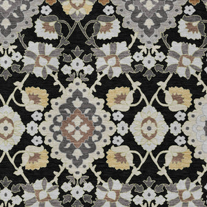 Homeroots 3' Stylish Black Gray Brown Oriental Washable Area Rug For Indoor Outdoor Comfort And Durability 9' X 12' Polyester 597666