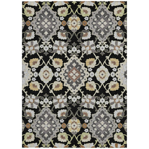 Homeroots 3' Stylish Black Gray Brown Oriental Washable Area Rug For Indoor Outdoor Comfort And Durability 10' X 14' Polyester 597667