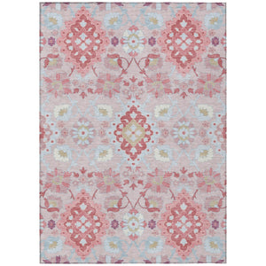 HomeRoots 5' Stylish Blush Sky Blue and Brown Oriental Indoor-Outdoor Area Rug for Timeless Comfort & Durability 5' X 8' 597669