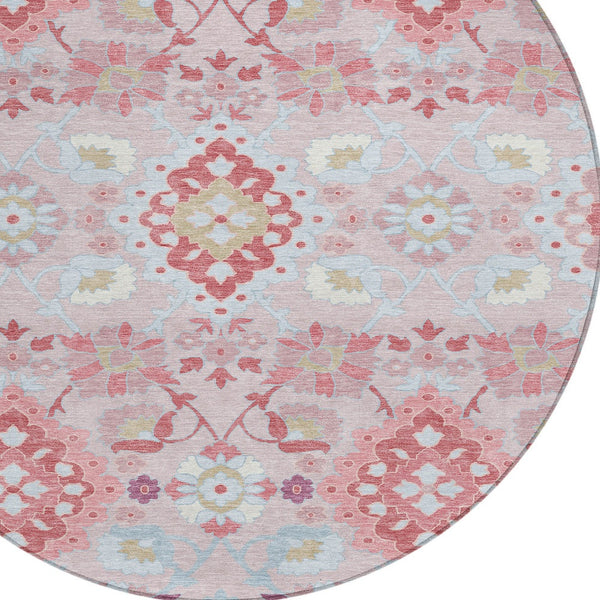 Homeroots 3' Stylish Black Gray Brown Oriental Washable Area Rug For Indoor Outdoor Comfort And Durability 8' Round Polyester 597670