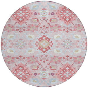 Homeroots 3' Stylish Black Gray Brown Oriental Washable Area Rug For Indoor Outdoor Comfort And Durability 8' Round Polyester 597670