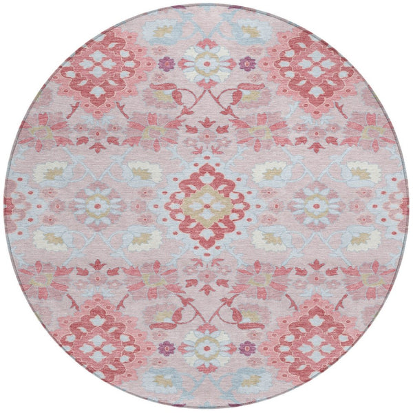 Homeroots 3' Stylish Black Gray Brown Oriental Washable Area Rug For Indoor Outdoor Comfort And Durability 8' Round Polyester 597670