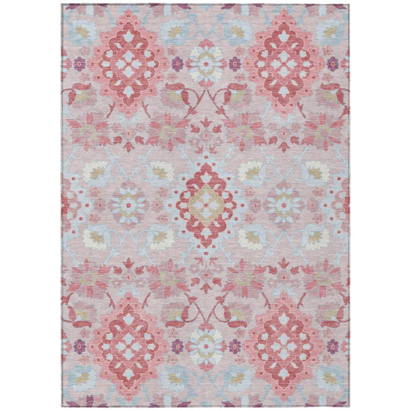 HomeRoots 5' Stylish Blush Sky Blue and Brown Oriental Indoor-Outdoor Area Rug for Timeless Comfort & Durability 10' X 14' 597673