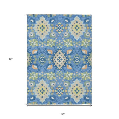 Homeroots 3' Stylish Black Gray Brown Oriental Washable Area Rug For Indoor Outdoor Comfort And Durability 3' X 5' Polyester 597674