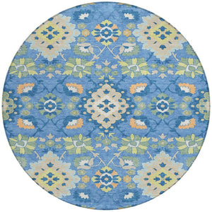 Homeroots 3' Stylish Black Gray Brown Oriental Washable Area Rug For Indoor Outdoor Comfort And Durability 8' Round Polyester 597676