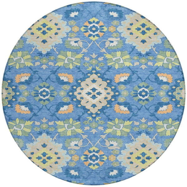 Homeroots 3' Stylish Black Gray Brown Oriental Washable Area Rug For Indoor Outdoor Comfort And Durability 8' Round Polyester 597676