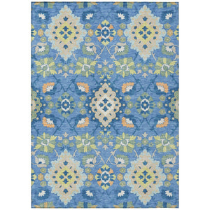 HomeRoots 5' Vibrant Blue Green and Orange Oriental Area Rug - Washable, Durable, Indoor/Outdoor Comfort 10' X 14' 597679