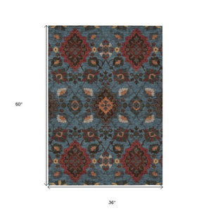 Homeroots 3' Stylish Black Gray Brown Oriental Washable Area Rug For Indoor Outdoor Comfort And Durability 3' X 5' Polyester 597680