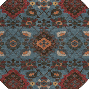 Homeroots 3' Stylish Black Gray Brown Oriental Washable Area Rug For Indoor Outdoor Comfort And Durability 8' Round Polyester 597682