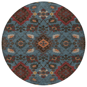 Homeroots 3' Stylish Black Gray Brown Oriental Washable Area Rug For Indoor Outdoor Comfort And Durability 8' Round Polyester 597682