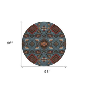 Homeroots 3' Stylish Black Gray Brown Oriental Washable Area Rug For Indoor Outdoor Comfort And Durability 8' Round Polyester 597682