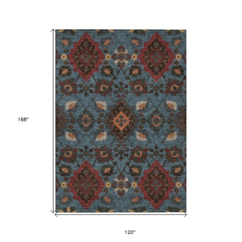 Homeroots 3' Stylish Black Gray Brown Oriental Washable Area Rug For Indoor Outdoor Comfort And Durability 10' X 14' Polyester 597685