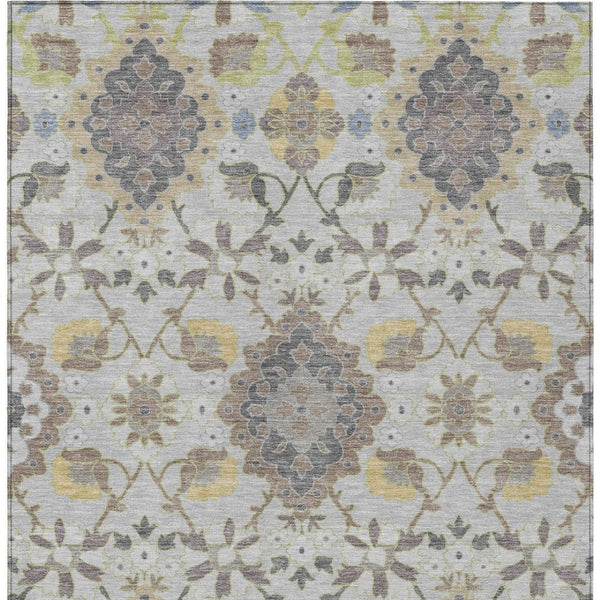 Homeroots 3' Stylish Black Gray Brown Oriental Washable Area Rug For Indoor Outdoor Comfort And Durability 3' X 5' Polyester 597686