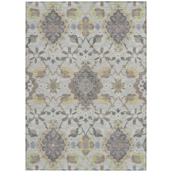 Homeroots 3' Stylish Black Gray Brown Oriental Washable Area Rug For Indoor Outdoor Comfort And Durability 5' X 8' Polyester 597687