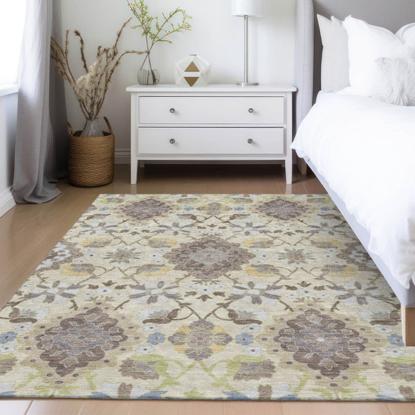 Homeroots 3' Stylish Black Gray Brown Oriental Washable Area Rug For Indoor Outdoor Comfort And Durability 10' X 14' Polyester 597697