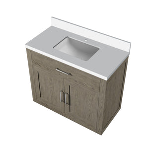 English Elm Grey Oak Single Bath Vanity With Cultured Marble Top - Elegant Design, Soft-Close Doors, Easy Install B2731P257679