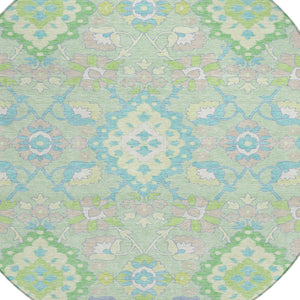 Homeroots 3' Stylish Black Gray Brown Oriental Washable Area Rug For Indoor Outdoor Comfort And Durability 8' Round Polyester 597700