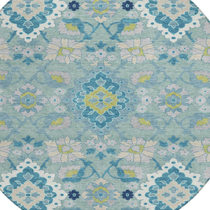 Homeroots 3' Stylish Black Gray Brown Oriental Washable Area Rug For Indoor Outdoor Comfort And Durability 8' Round Polyester 597712