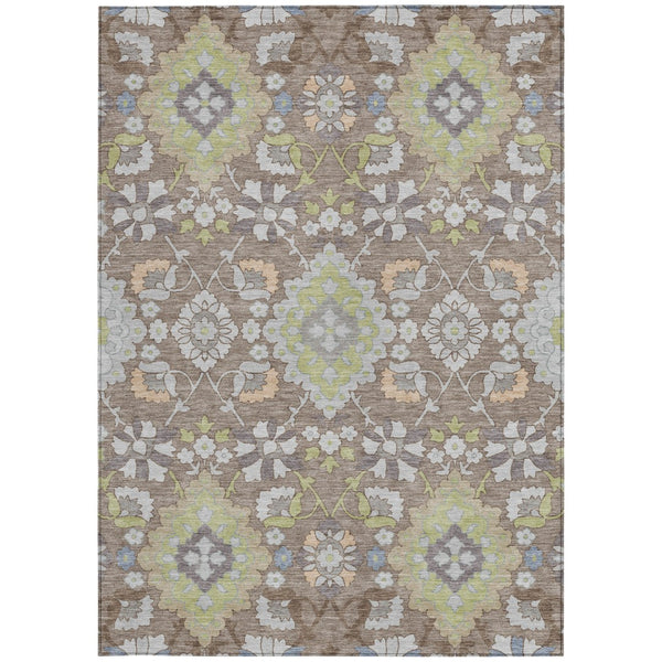 Homeroots 3' Stylish Black Gray Brown Oriental Washable Area Rug For Indoor Outdoor Comfort And Durability 5' X 8' Polyester 597717