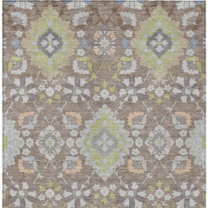 Homeroots 3' Stylish Black Gray Brown Oriental Washable Area Rug For Indoor Outdoor Comfort And Durability 9' X 12' Polyester 597720