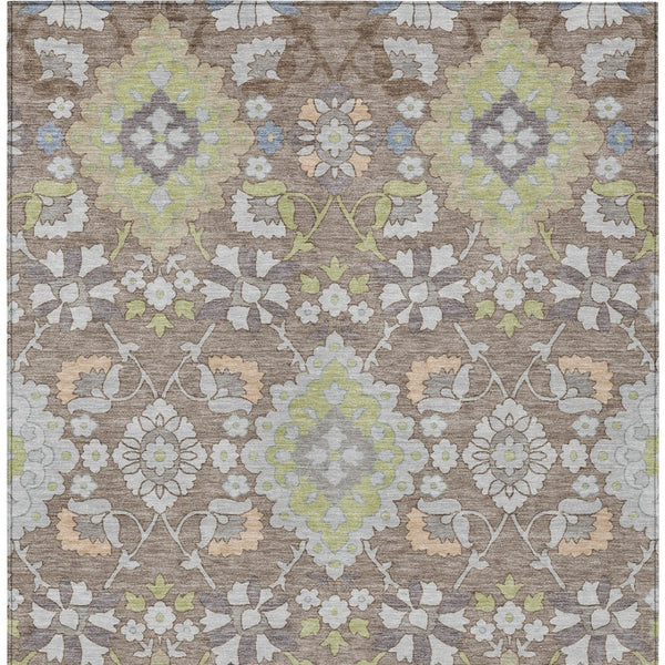 Homeroots 3' Stylish Black Gray Brown Oriental Washable Area Rug For Indoor Outdoor Comfort And Durability 10' X 14' Polyester 597721