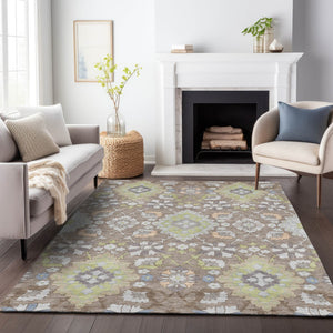 Homeroots 3' Stylish Black Gray Brown Oriental Washable Area Rug For Indoor Outdoor Comfort And Durability 10' X 14' Polyester 597721