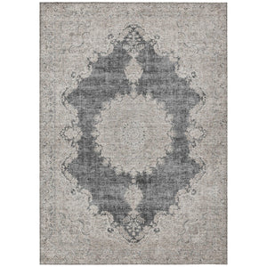 HomeRoots 5' Black and Ivory Oriental Area Rug – Durable, Washable Design for Indoor and Outdoor Spaces 8' X 10' 597725