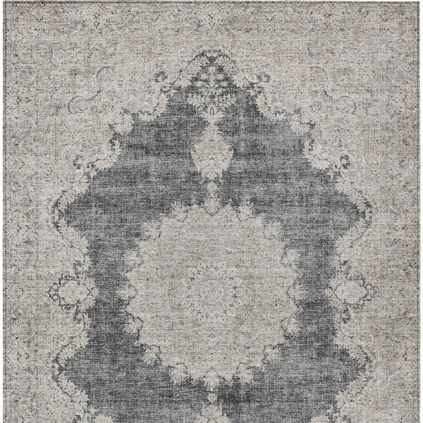 Homeroots 3' Black And Ivory Oriental Washable Area Rug For Indoor And Outdoor Spaces, Durable Design 9' X 12' Polyester 597726