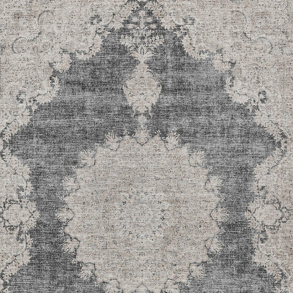 Homeroots 3' Black And Ivory Oriental Washable Area Rug For Indoor And Outdoor Spaces, Durable Design 9' X 12' Polyester 597726