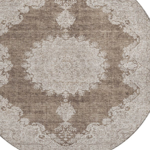 Homeroots 3' Black And Ivory Oriental Washable Area Rug For Indoor And Outdoor Spaces, Durable Design 8' Round Polyester 597730