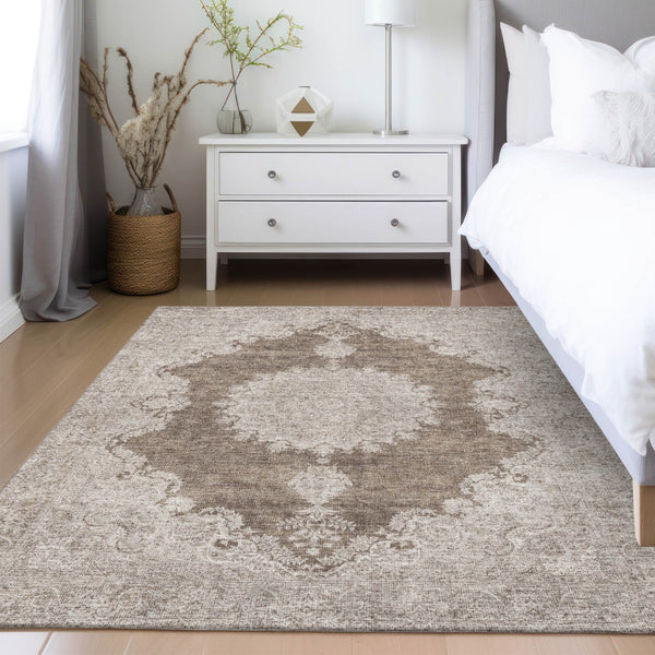 Homeroots 3' Black And Ivory Oriental Washable Area Rug For Indoor And Outdoor Spaces, Durable Design 8' X 10' Polyester 597731