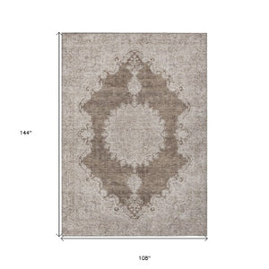 Homeroots 3' Black And Ivory Oriental Washable Area Rug For Indoor And Outdoor Spaces, Durable Design 9' X 12' Polyester 597732