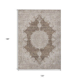 Homeroots 3' Black And Ivory Oriental Washable Area Rug For Indoor And Outdoor Spaces, Durable Design 10' X 14' Polyester 597733