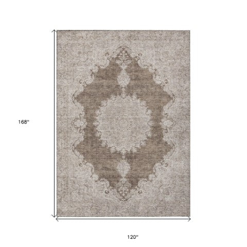 Homeroots 3' Black And Ivory Oriental Washable Area Rug For Indoor And Outdoor Spaces, Durable Design 10' X 14' Polyester 597733