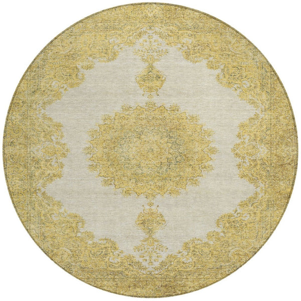 Homeroots 3' Black And Ivory Oriental Washable Area Rug For Indoor And Outdoor Spaces, Durable Design 8' Round Polyester 597736