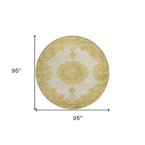 Homeroots 3' Black And Ivory Oriental Washable Area Rug For Indoor And Outdoor Spaces, Durable Design 8' Round Polyester 597736