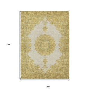 Homeroots 3' Black And Ivory Oriental Washable Area Rug For Indoor And Outdoor Spaces, Durable Design 9' X 12' Polyester 597738