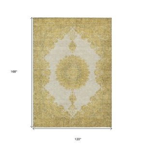 Homeroots 3' Black And Ivory Oriental Washable Area Rug For Indoor And Outdoor Spaces, Durable Design 10' X 14' Polyester 597739