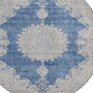 Homeroots 3' Black And Ivory Oriental Washable Area Rug For Indoor And Outdoor Spaces, Durable Design 8' Round Polyester 597742