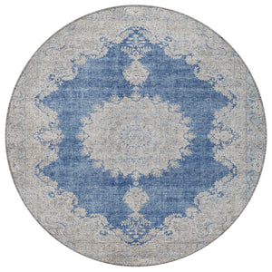 Homeroots 3' Black And Ivory Oriental Washable Area Rug For Indoor And Outdoor Spaces, Durable Design 8' Round Polyester 597742