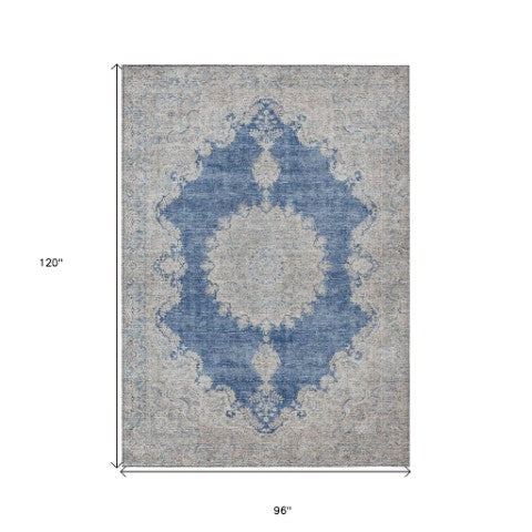 Homeroots 3' Black And Ivory Oriental Washable Area Rug For Indoor And Outdoor Spaces, Durable Design 8' X 10' Polyester 597743