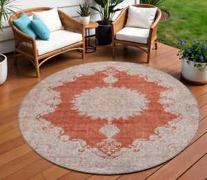 Homeroots 3' Black And Ivory Oriental Washable Area Rug For Indoor And Outdoor Spaces, Durable Design 8' Round Polyester 597748