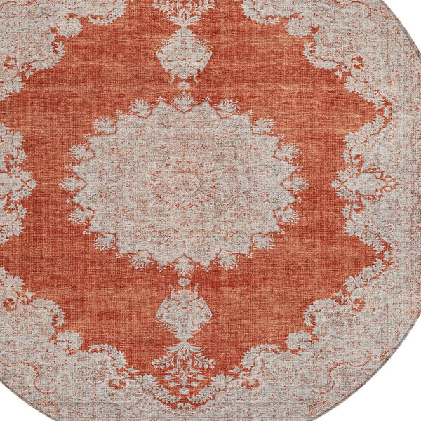 Homeroots 3' Black And Ivory Oriental Washable Area Rug For Indoor And Outdoor Spaces, Durable Design 8' Round Polyester 597748