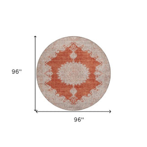 Homeroots 3' Black And Ivory Oriental Washable Area Rug For Indoor And Outdoor Spaces, Durable Design 8' Round Polyester 597748