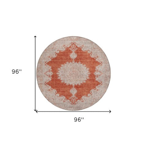 Homeroots 3' Black And Ivory Oriental Washable Area Rug For Indoor And Outdoor Spaces, Durable Design 8' Round Polyester 597748