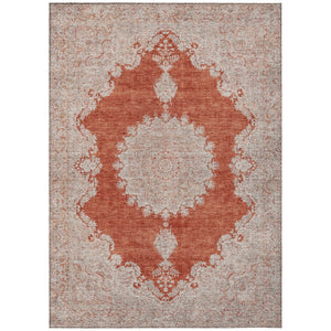 HomeRoots 9' X 12' Washable Rust and Beige Oriental Area Rug - Durable, Stylish for Indoor & Outdoor Spaces 597750