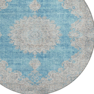 Homeroots 3' Black And Ivory Oriental Washable Area Rug For Indoor And Outdoor Spaces, Durable Design 8' Round Polyester 597754